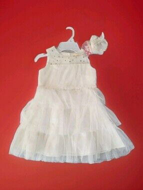 Btween Girls Size 4 Sleeveless Tulle Sequin Spring Summer Fall Flower Girl Dress